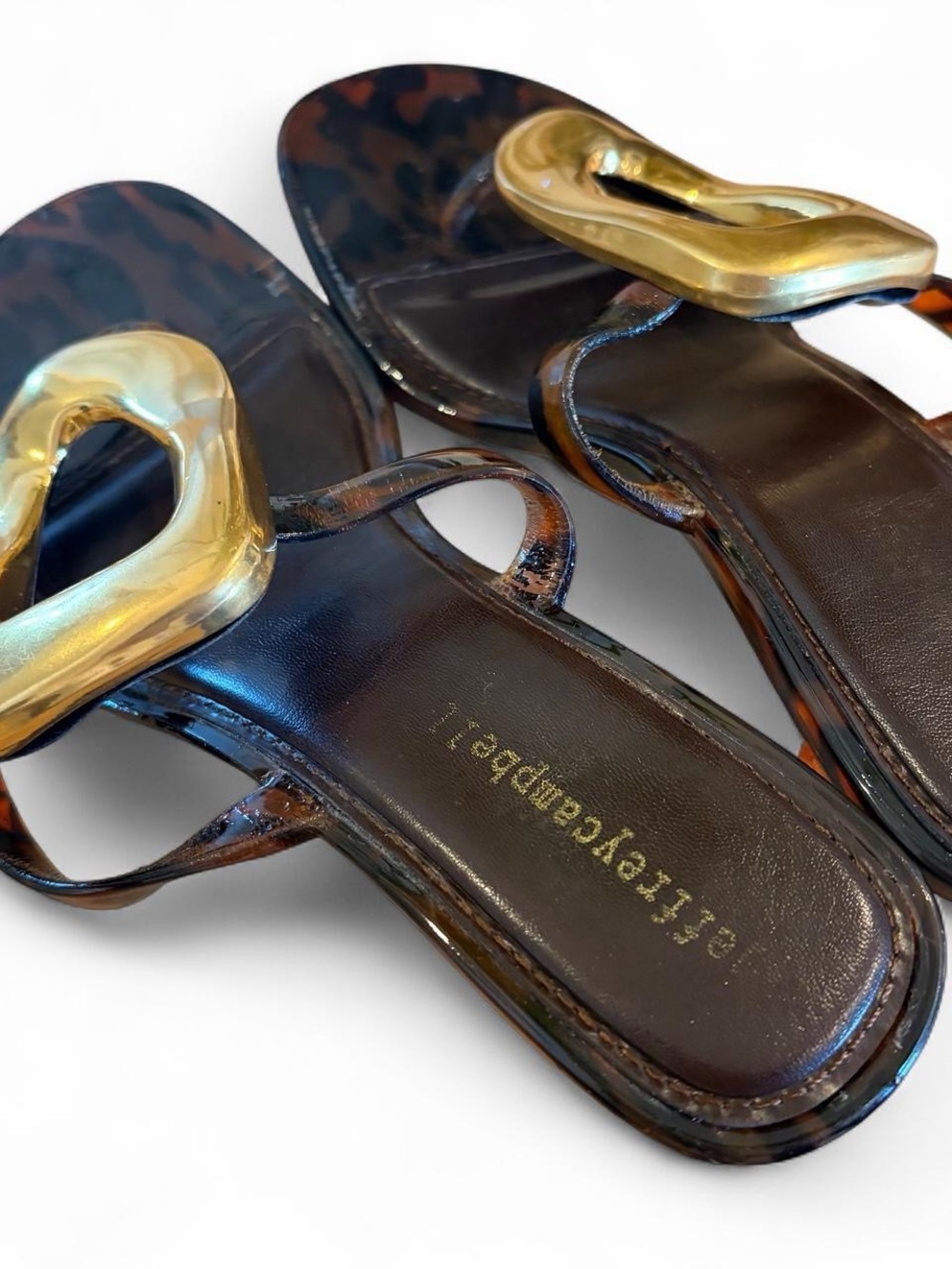 Jeffery Campbell Linq Slide Sandal Brown Shiny Gold W7 - Picture 5 of 7